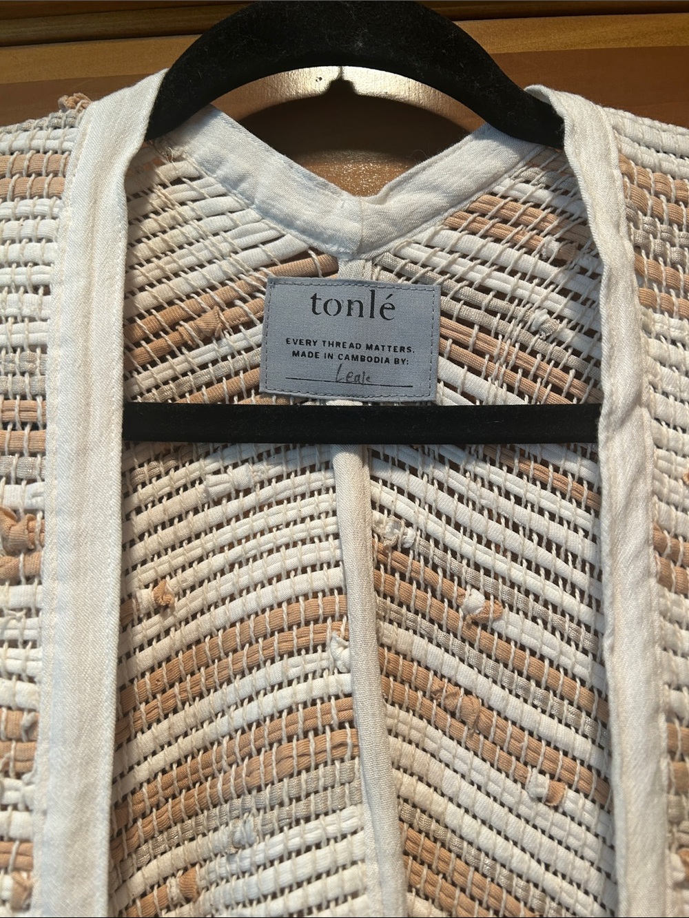 Tonle Srey Duster Wrap Handwoven Recycled Reclaimed Neutral